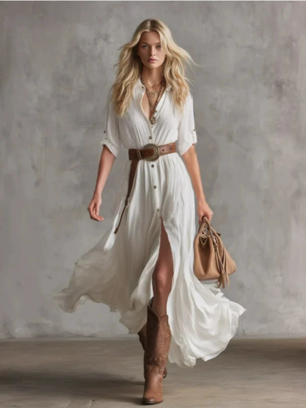 FOREVER 21Elegant Vintage Solid Color Long Dress for Women